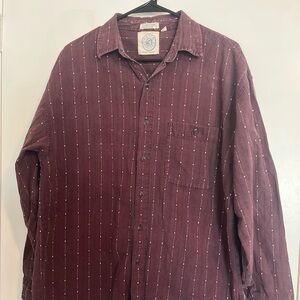 Earth Concerns Red/Maroon Button Up Long Sleeve Sz Large 100% Cotton